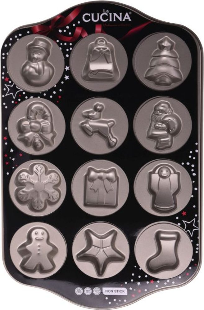 Levně forma 44x28,5cm, 12motivů, nepřil.plech, do 230°C