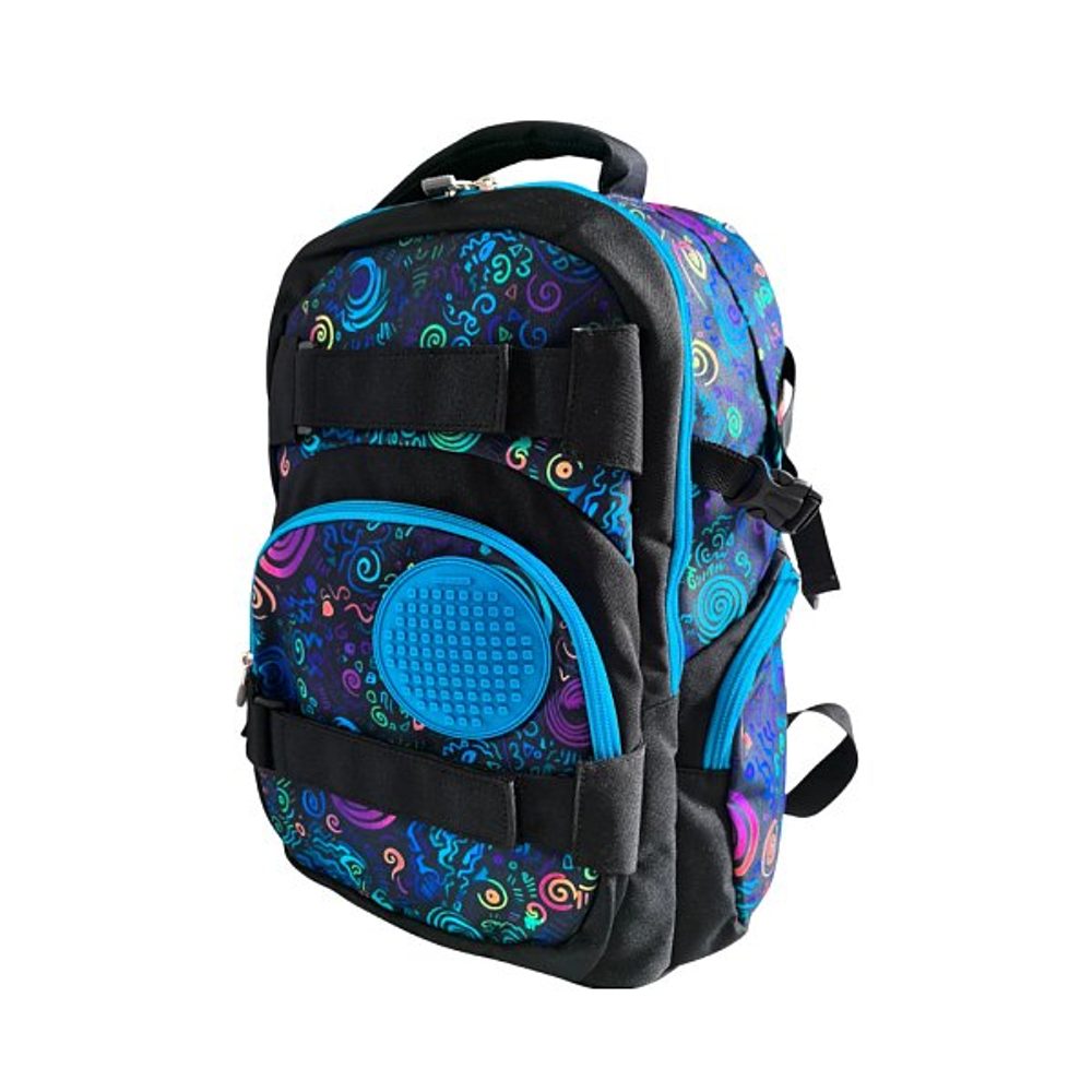 PIXIE CREW Studentský batoh, modrá, Spiral magic, 100 pixelů