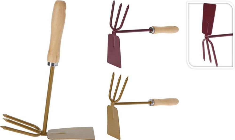 Levně okopávačka 27cm, kypřič-3hrotý, kov/ dřev.násada