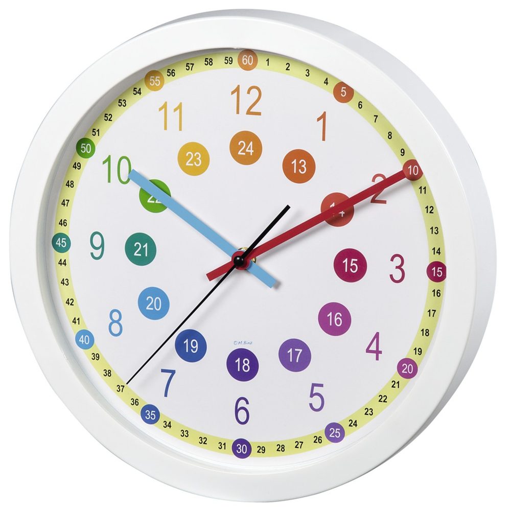 Levně Hama Easy Learning, dětské nástěnné hodiny, průměr 30 cm, tichý chod
