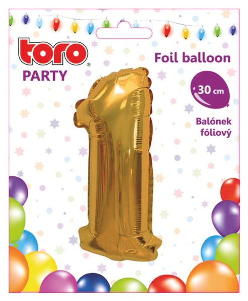 Levně TORO BALÓNEK ČÍSLICE 1, 30CM, MATNĚ ZLATÁ