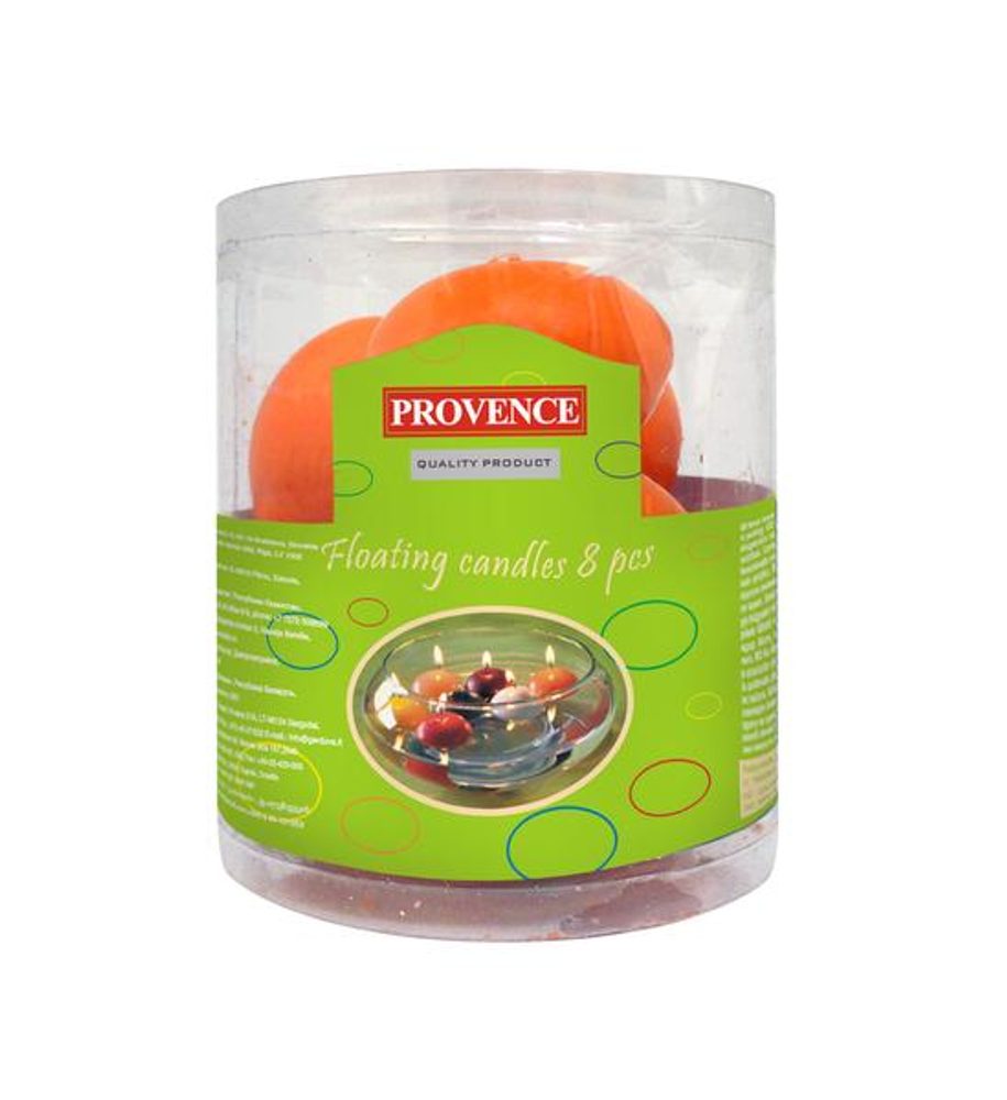 Levně Provence Svíčky plovoucí 8 ks oranžová, 4, 3 x 2, 8 cm