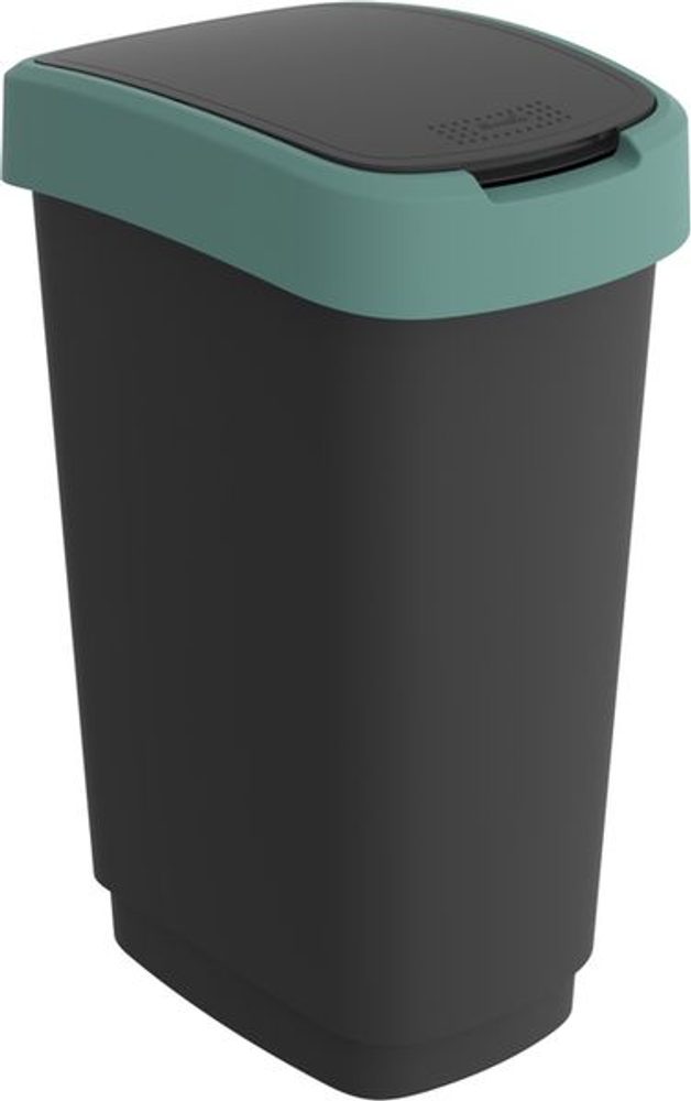 Levně koš odp.50l TWIST, černý/krém.zelený, výklop., plast