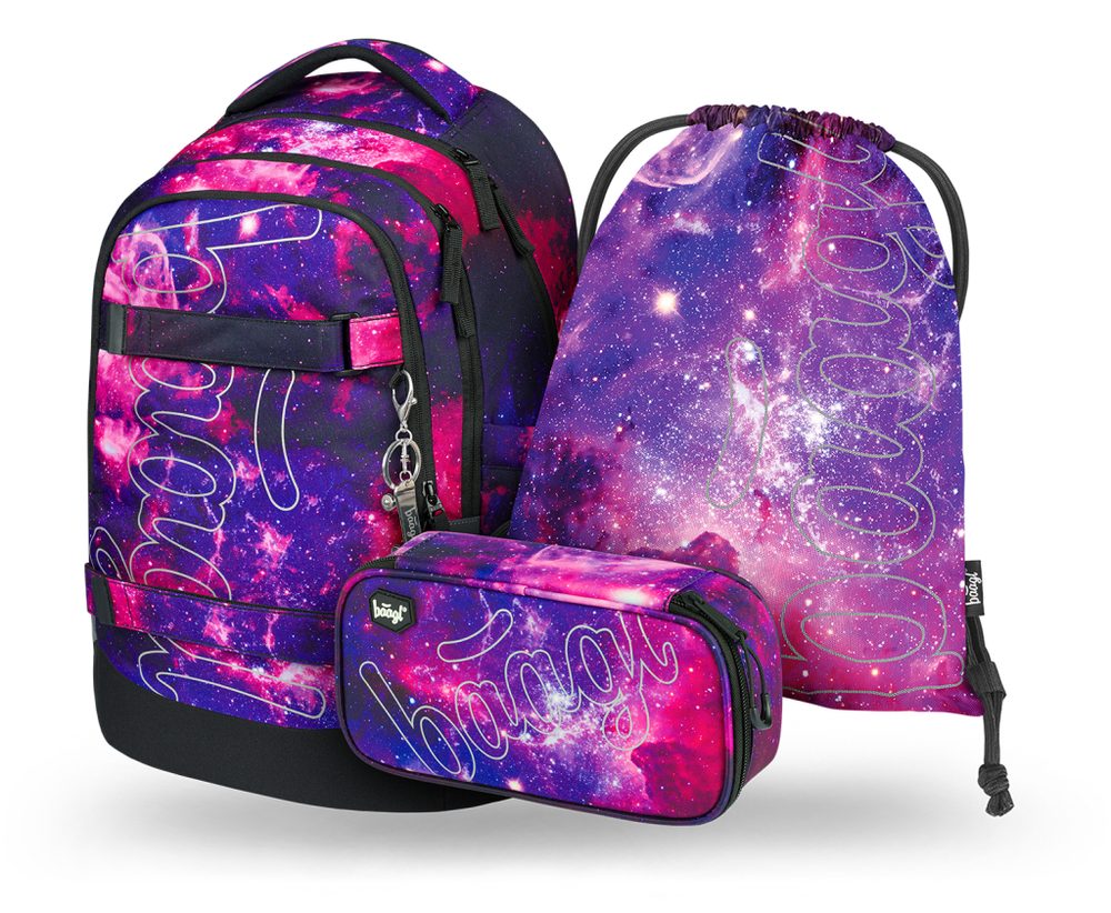 Levně BAAGL SET 3 Skate max Galaxy: batoh, penál, sáček
