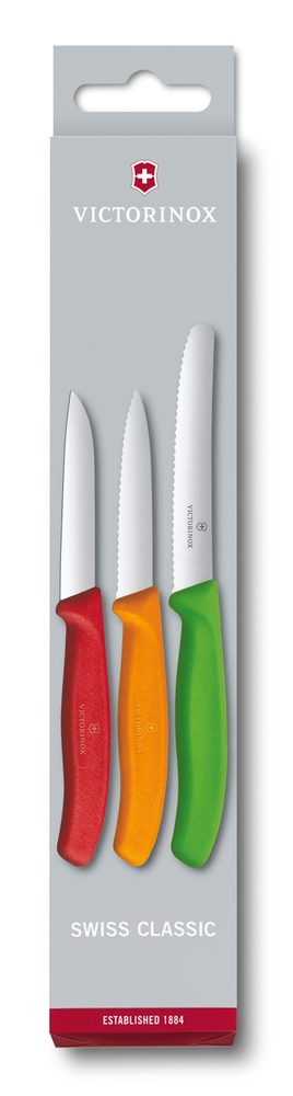 Levně sada nožů 3ks SwissClassic Victorin. (1žlutý, 1oranž, 1modrý), NR/plast