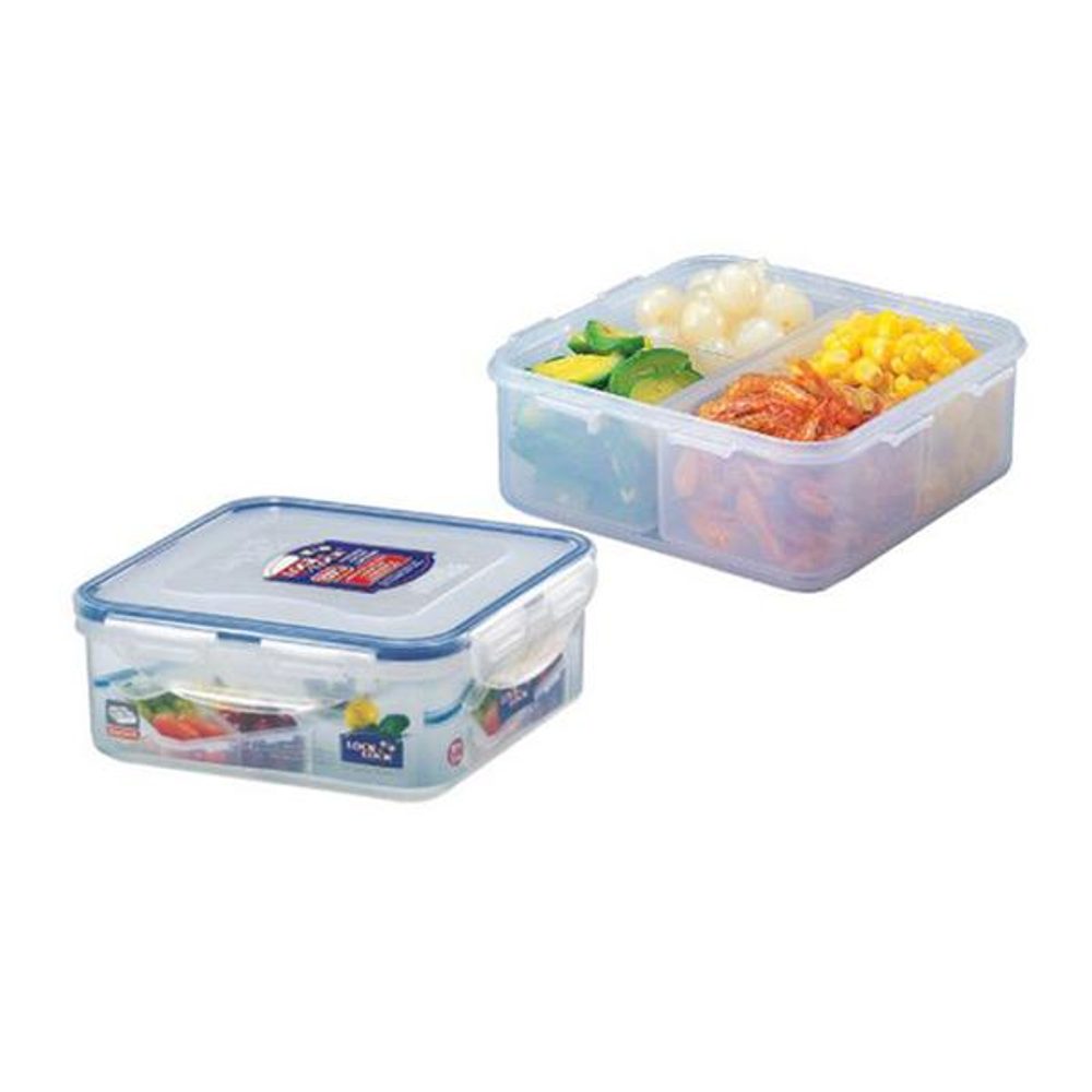 Levně LOCKNLOCK Dóza na potraviny LOCK čtvercová s přihrádkou 15 x 155 x 60mm, 870 ml