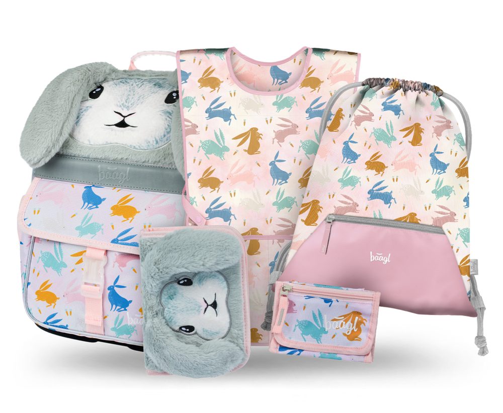 Levně BAAGL SET 5 Zippy Bunny: aktovka, penál, sáček, zástěra, peněženka