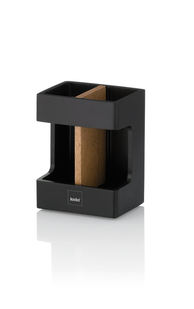 Levně KELA Držák na zubní kartáčky Cube polyresin black KL-23688