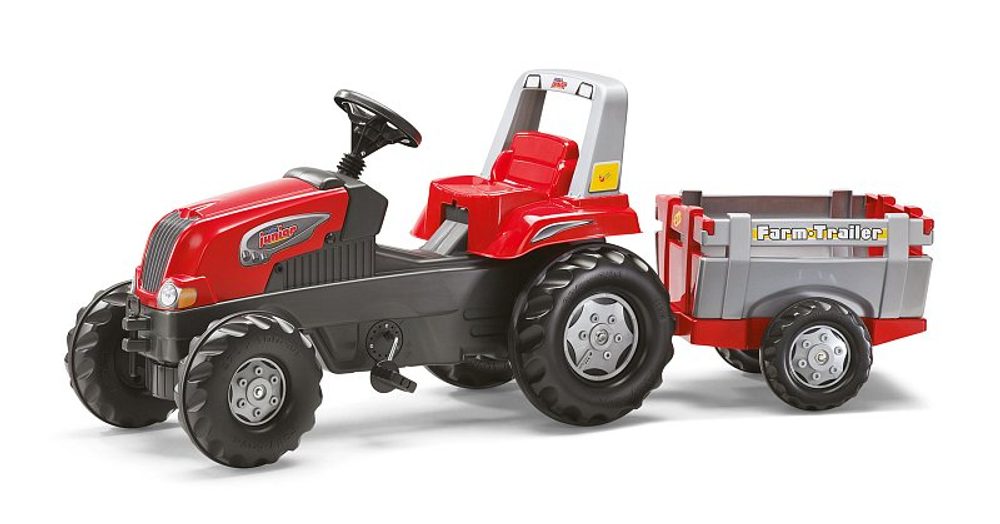 ROLLYTOYS Šlapací traktor Rolly Junior RT s vlečkou červeno-šedý