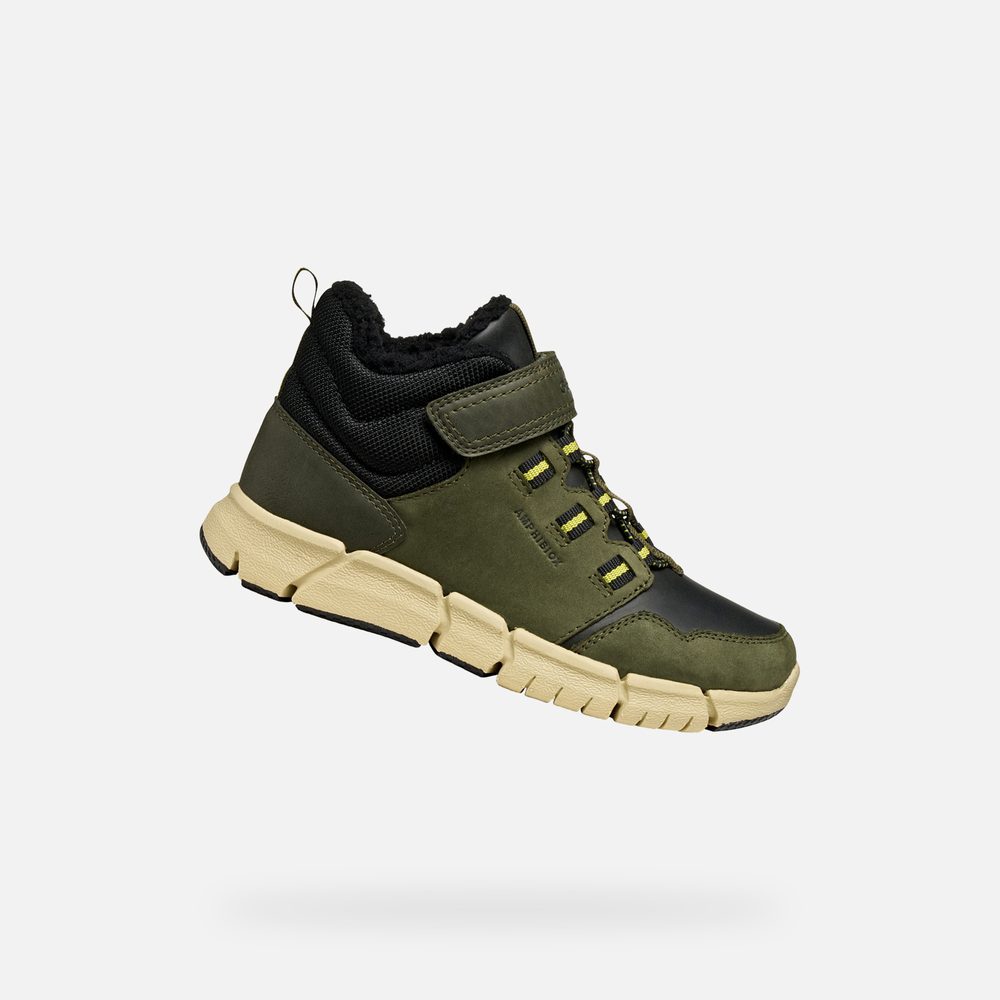 Levně Khaki chlapecká kotníková obuv Geox Flexyper B ABX - 28
