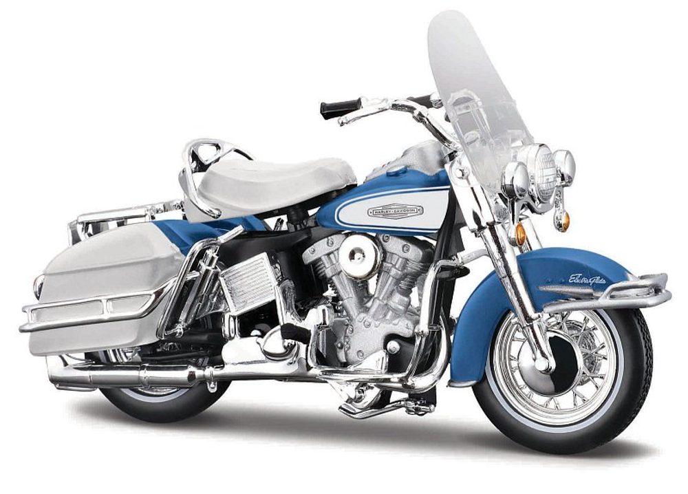 Levně Maisto - HD - Motocykl - 1966 FLH Electra Glide, modro-bílá, série 44, blister box, 1:18