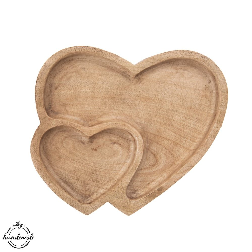 Levně Servírovací tác dělený MANGO srdce 23x20 cm