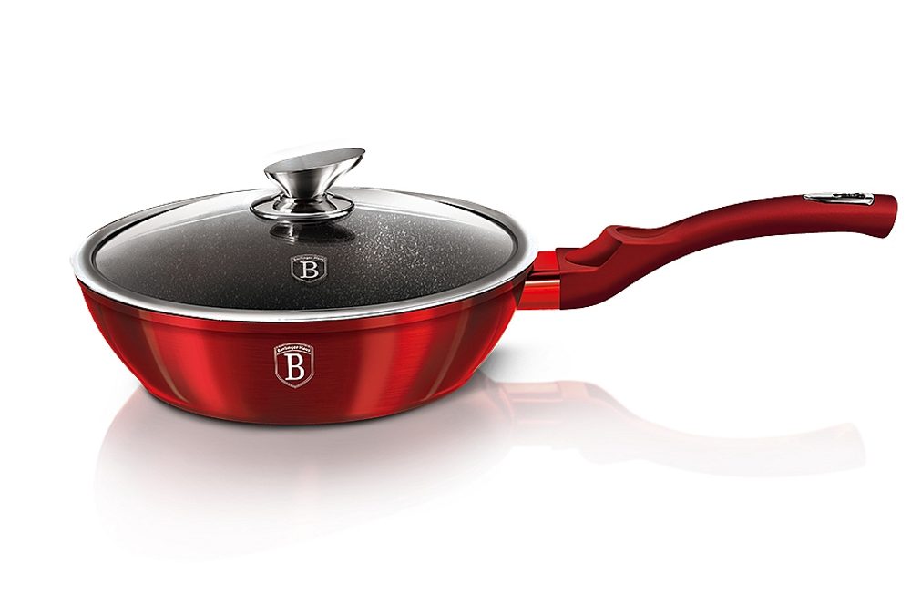 Levně BERLINGERHAUS Pánev hluboká s mramorovým povrchem a poklicí 24 cm Burgundy Metallic Line BH-1259