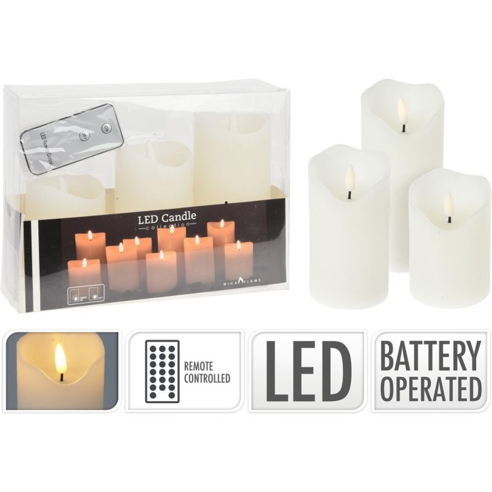 Levně HOMESTYLING LED svíčka sada 3 ks bílá KO-AX5430100