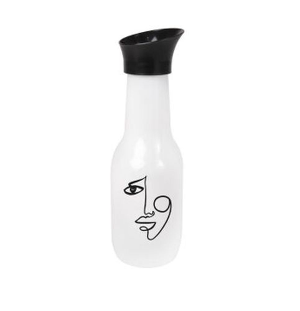 Levně karafa 1,0l+plast.uzávěr, WATER, bílé sklo