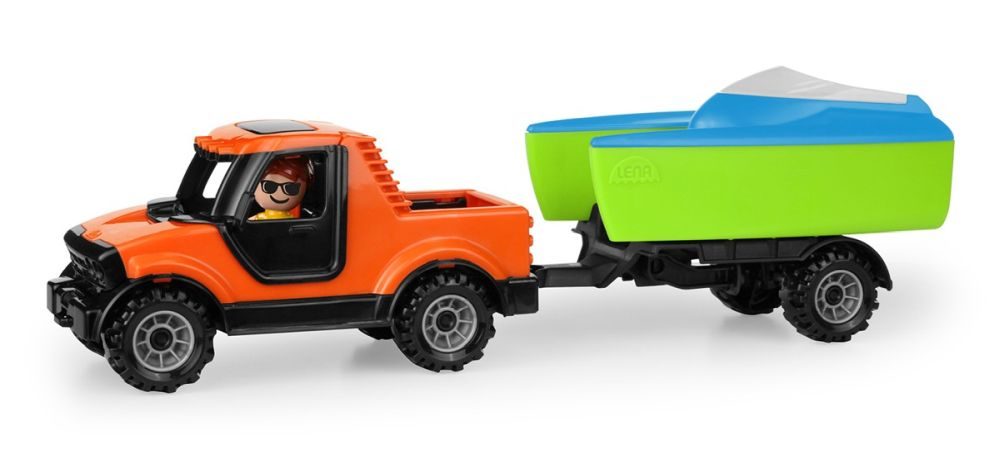 Levně Truckies Pickup s vozíkem a loďkou