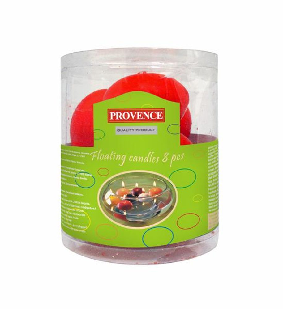 Levně Provence Svíčky plovoucí 8 ks červená, 4, 3 x 2, 8 cm