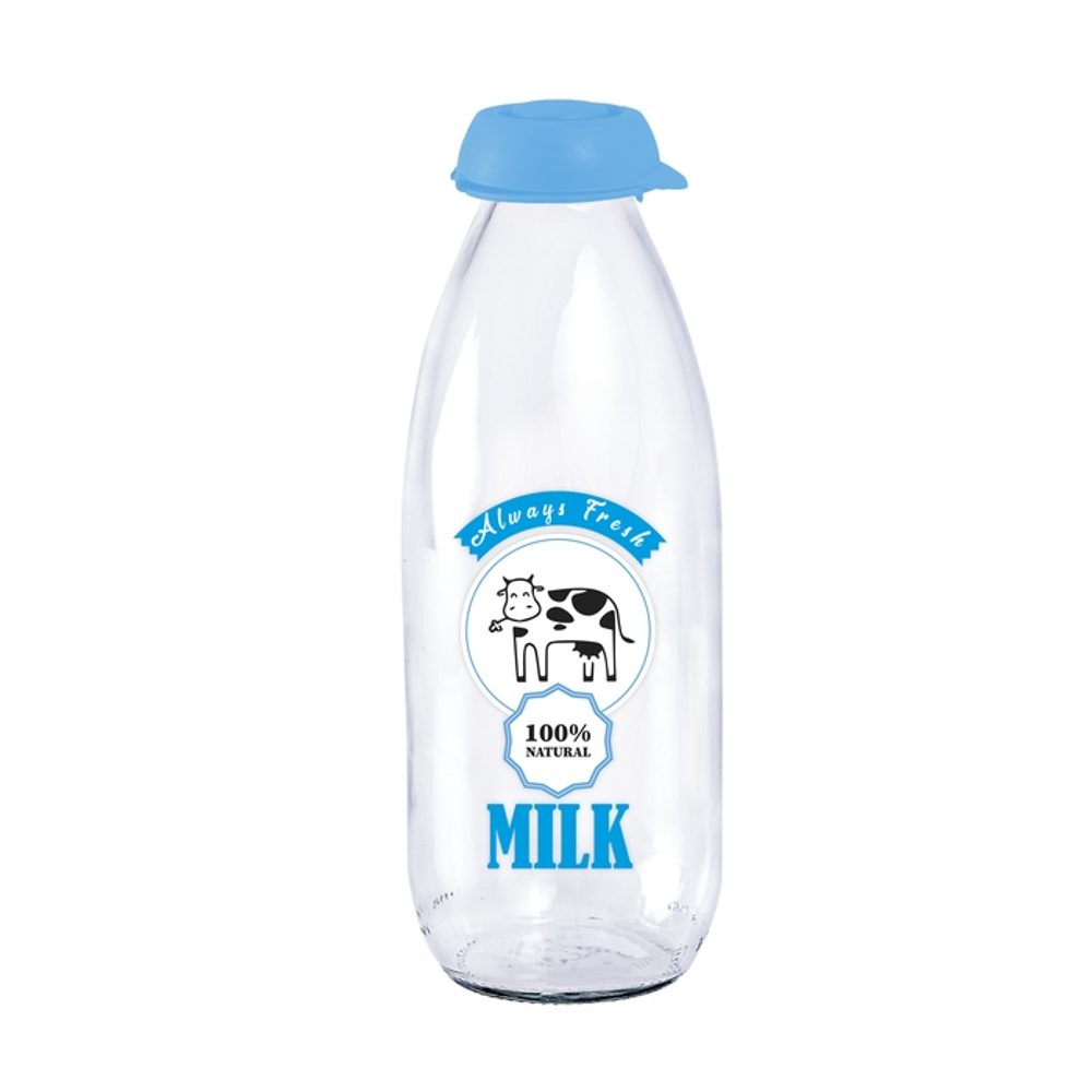 láhev 1,0l na mléko, ALWAYS FRESH, plast.uzávěr, sklo