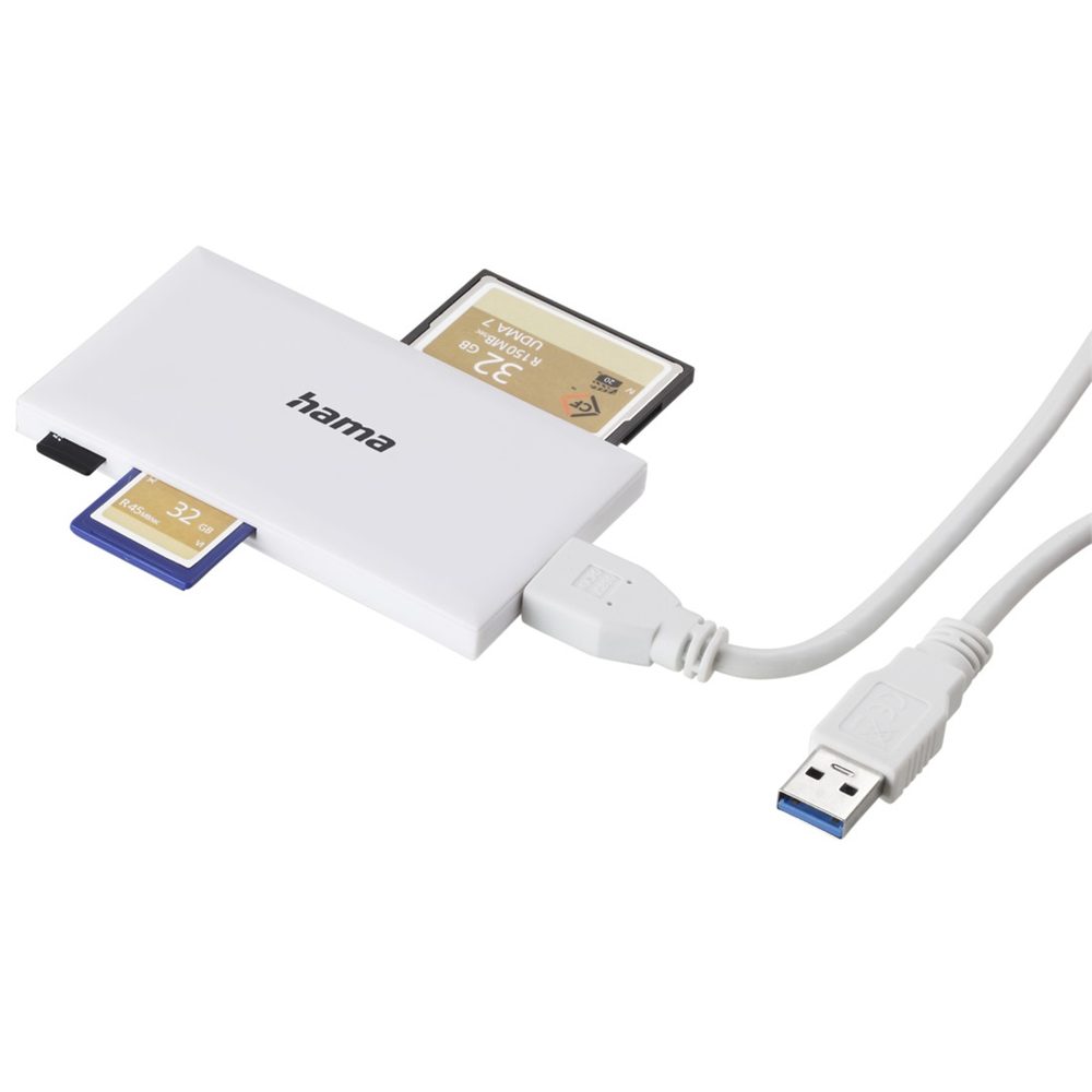 Hama USB 3.0 multi čtečka karet SD/micro SD, CF, MS, bílá (obrázek 3)