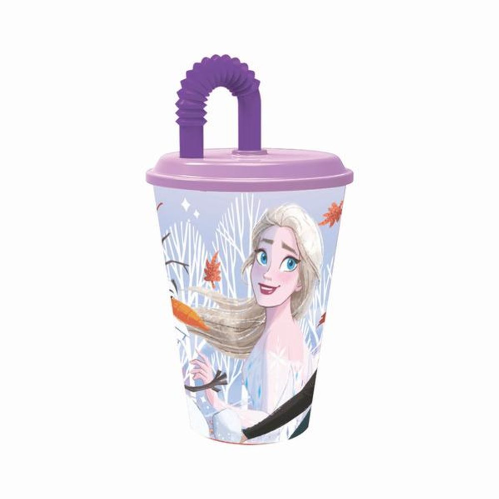 Levně STOR KELÍMEK S BRČKEM LEDOVÉ KRÁLOVSTVÍ 430ML, PLAST