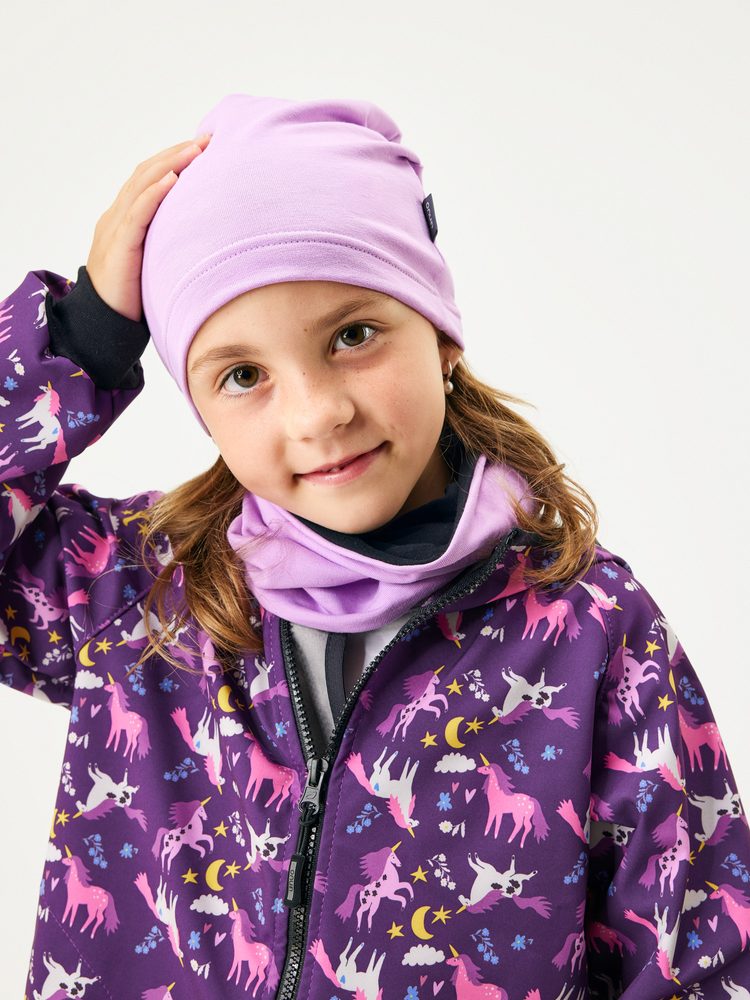 Levně Unuo Dětská čepice z teplákoviny Basic, Lila - L (53-56 cm)