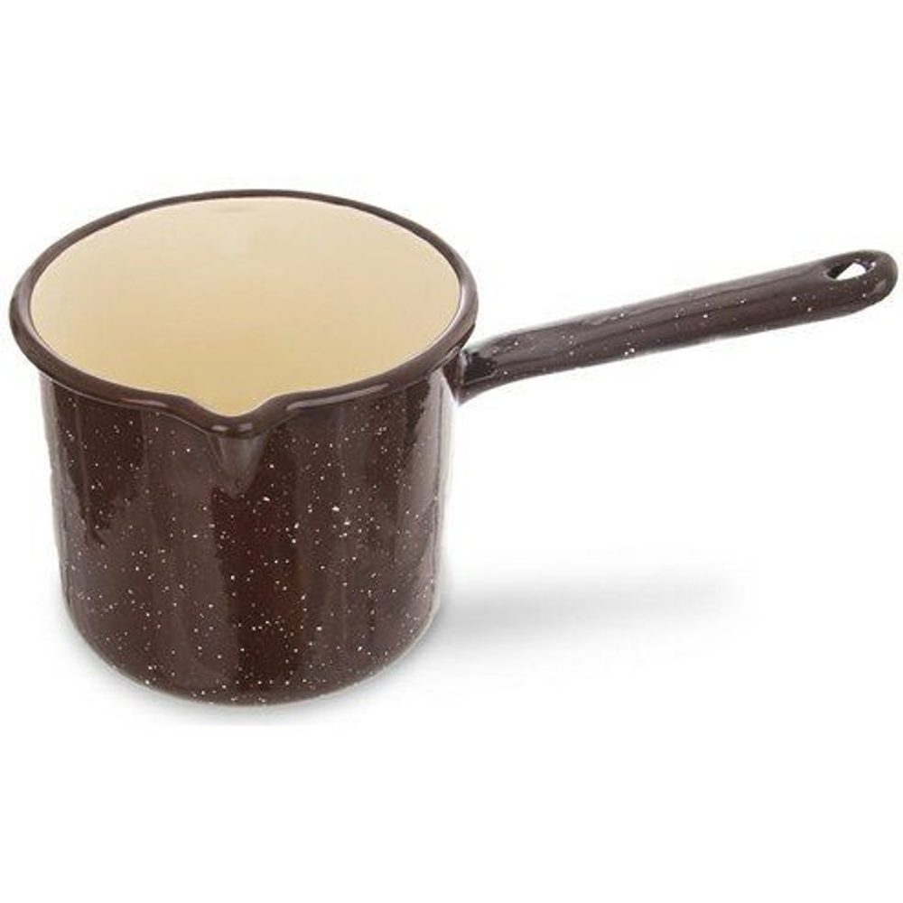 Levně hrnek d12cm s výlevkou, BROWN, 1,2l, boční rukojeť, smalt