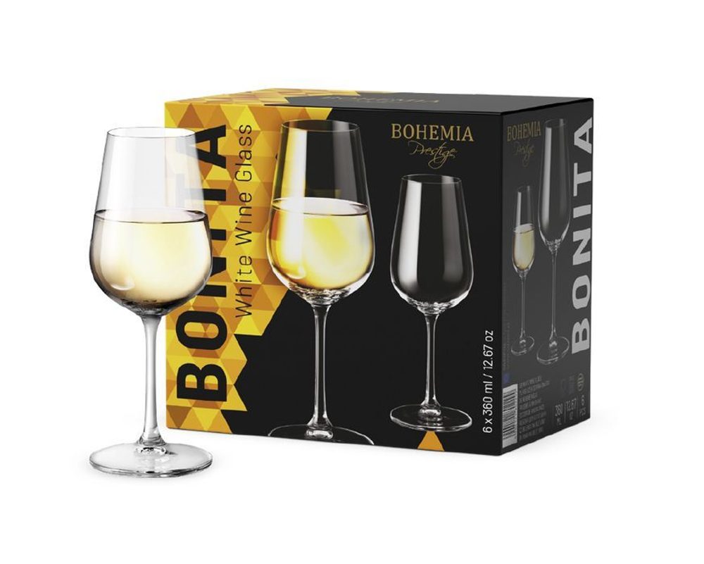 Levně sklen. 360ml, 6ks, BOHEMIA PR. BONITA, bílé víno