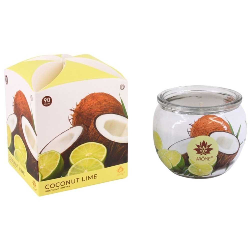 Levně svíčka vonná 90g, KOKOS A LIMETKA, parafín, DB, sklo
