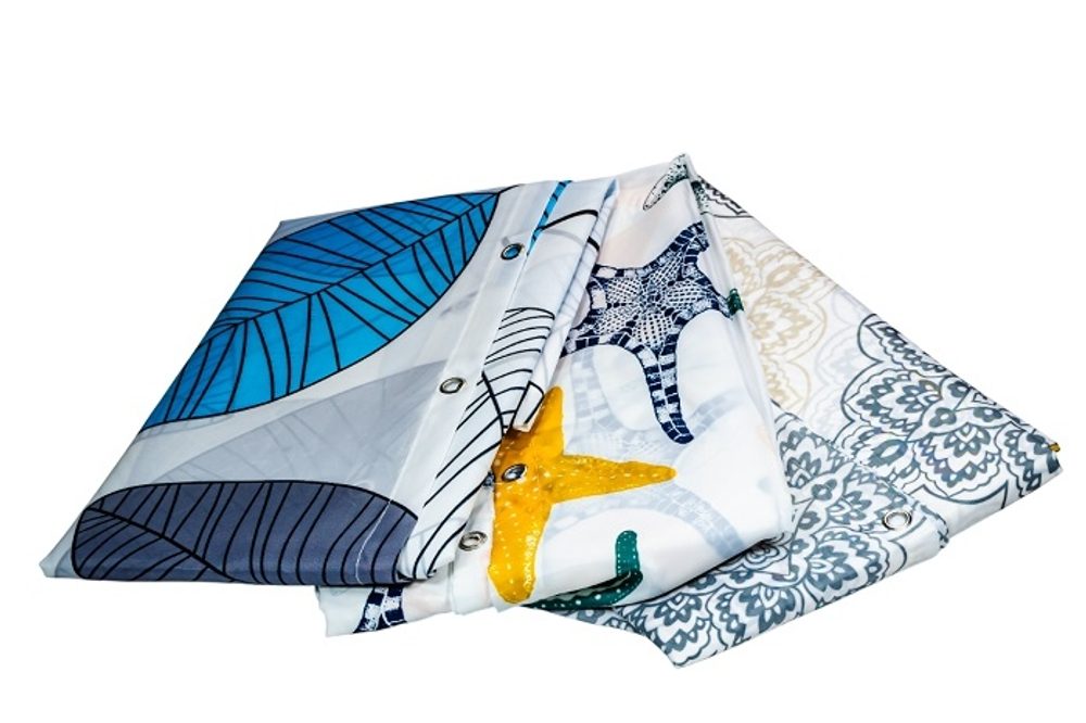 závěs 180x200cm, mix dekorů, PES koupel.