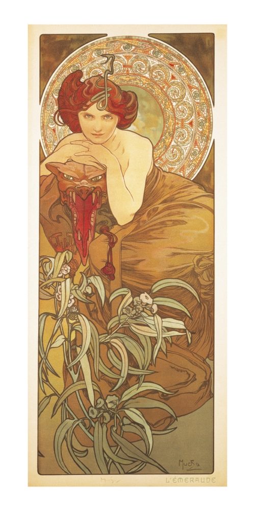 Levně Presco Group Pohled Alfons Mucha – Emerald, dlouhý