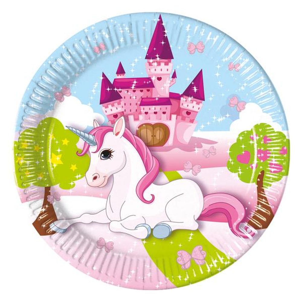 Levně PROCOS TALÍŘKY PAPÍROVÉ JEDNOROŽEC 8 KS, 20 CM