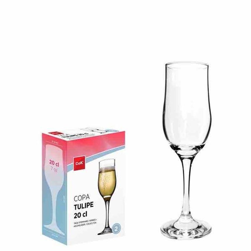 Levně Cegeco SADA SKLENIC NA ŠAMPAŇSKÉ TULIPE 200 ML, 2KS, SKLO