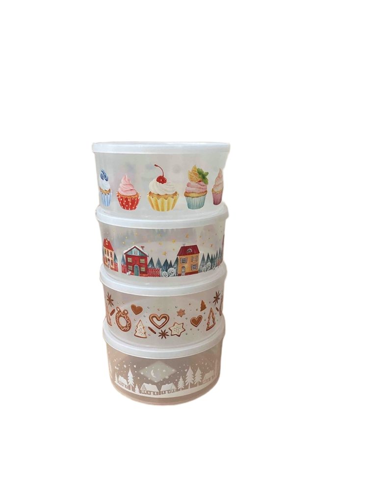 Levně box 2,50l vánoční, 5motivů, d20x10,2cm, plast