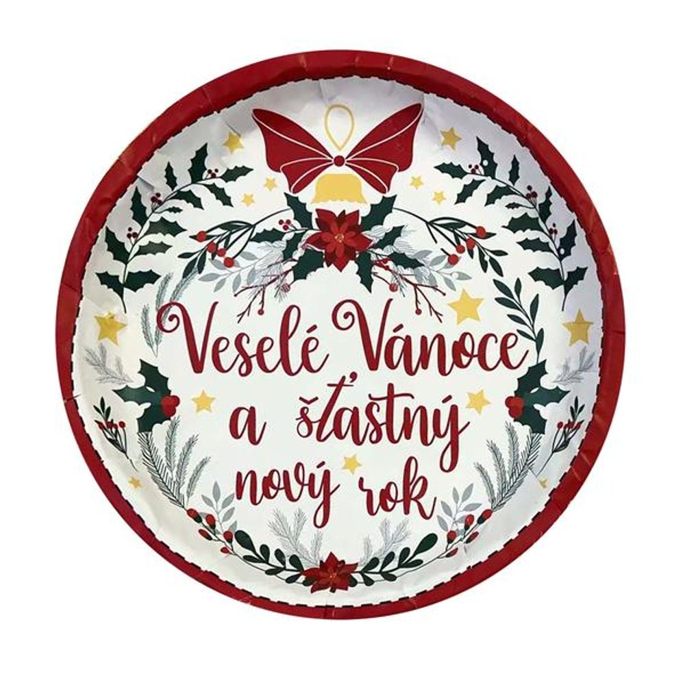 Levně TORO PODNOS KULATÝ VESELÉ VÁNOCE 26x2,5CM PLECH