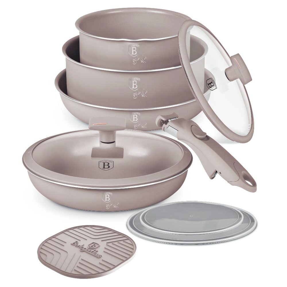 Levně BERLINGERHAUS Sada nádobí s titanovým povrchem 9 ks Taupe Collection BH-8255