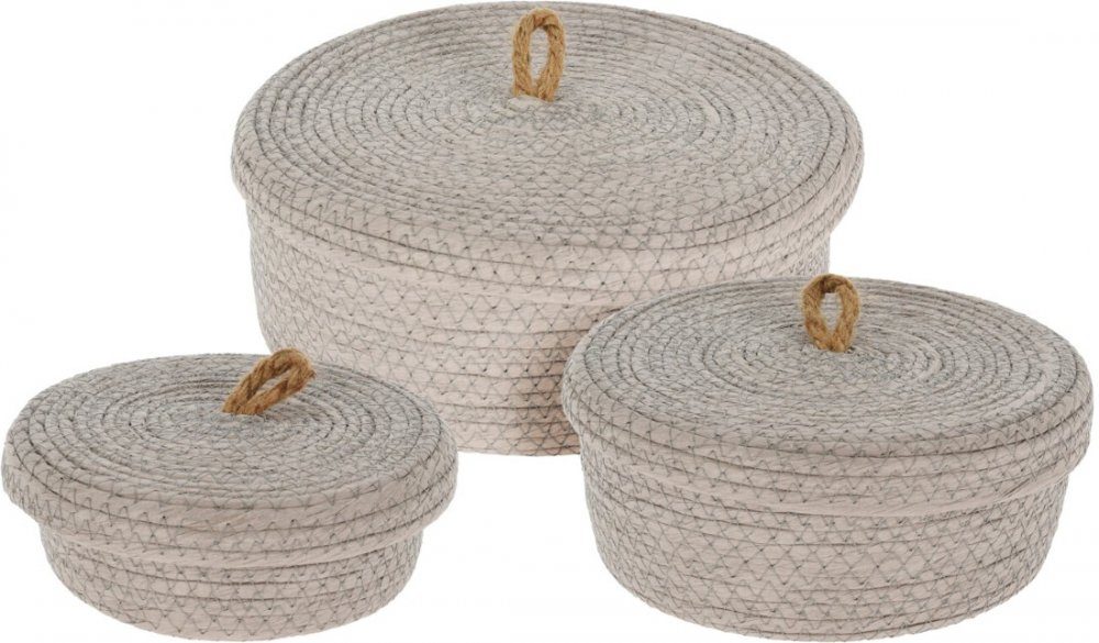 Levně HOMESTYLING Sada úložných košíků s víkem 3 ks šedá KO-KR2002820