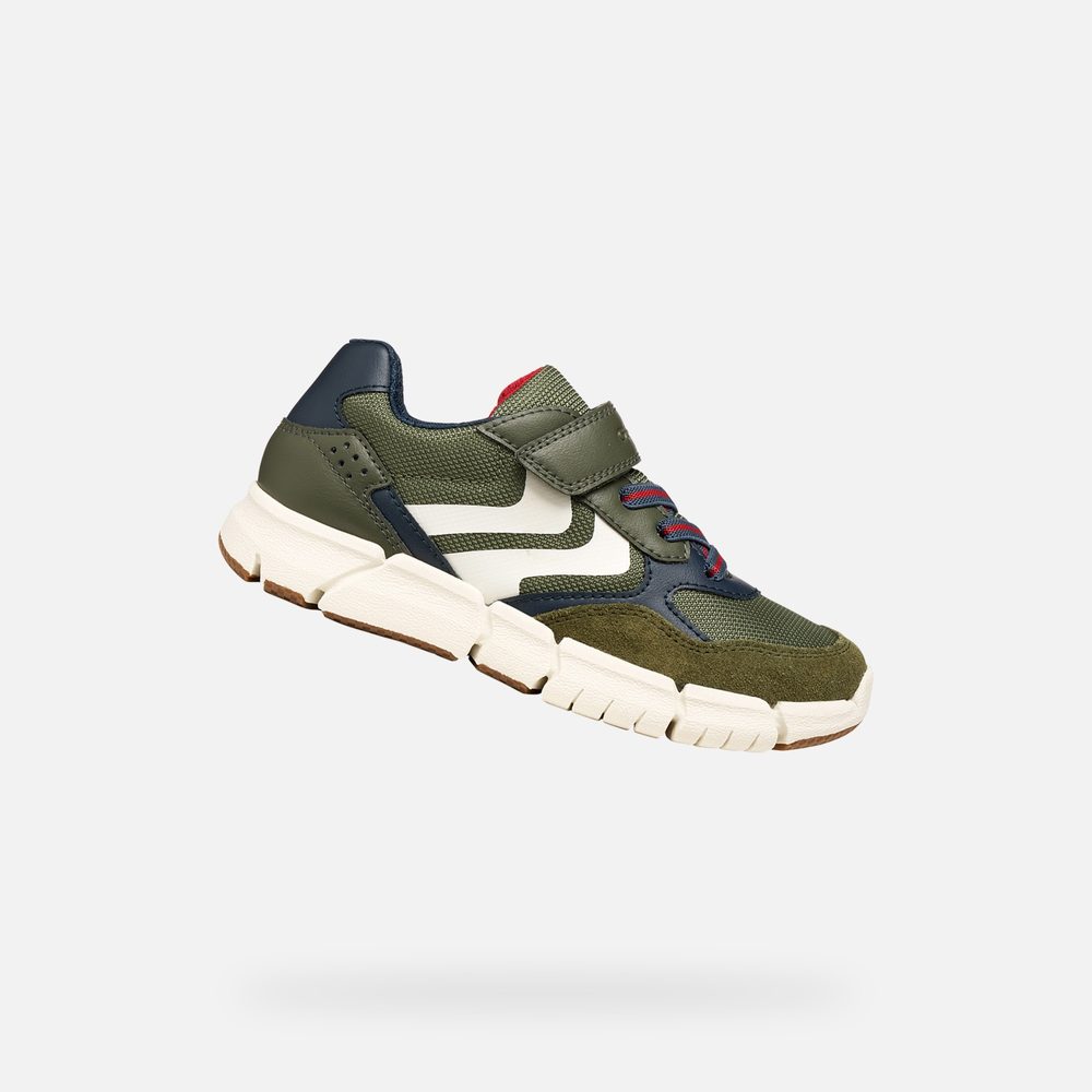 Levně Khaki chlapecké tenisky Geox Flexyper - 28