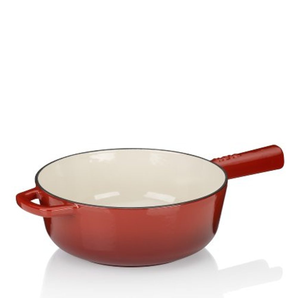 Levně KELA Pánev na sýrové fondue litinová CALIDO 1,8 l červená KL-16622