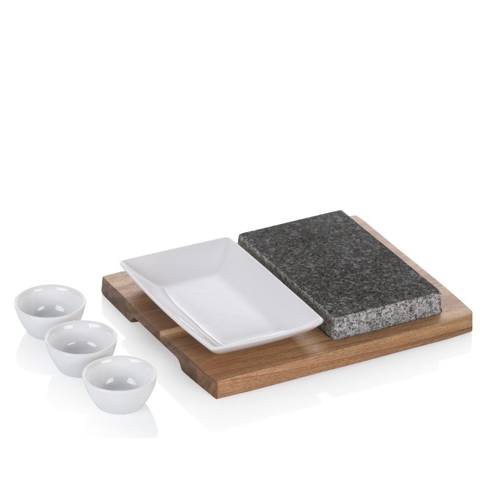 Levně KELA Servírovací misky žhavý kámen XL Country akátové dřevo tmavě šedá 29,0x23,0x4,5cm KL-16629
