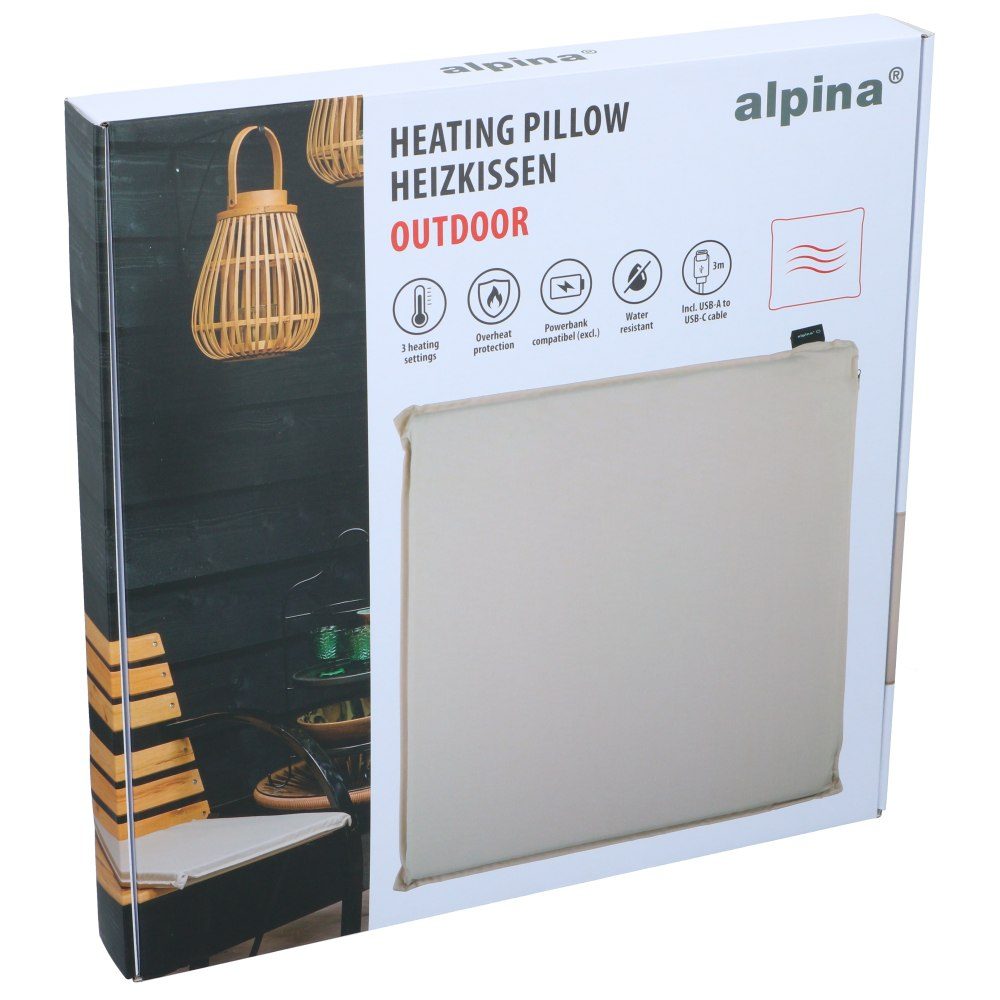 ALPINA Elektrický vyhřívaný podsedák venkovní USB 45 x 45 cm šedá ED-244061