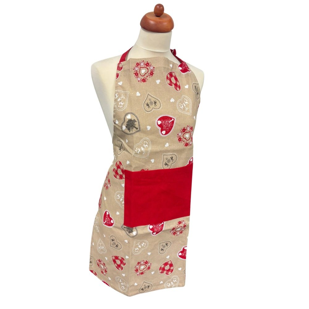 Levně zástěra 80x60cm VÁNOČNÍ SRDCE, textil