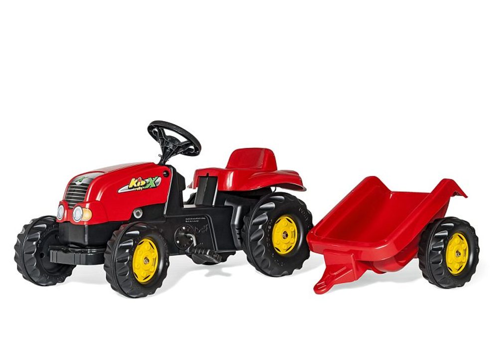 ROLLYTOYS Šlapací traktor Rolly Kid s vlečkou - červený