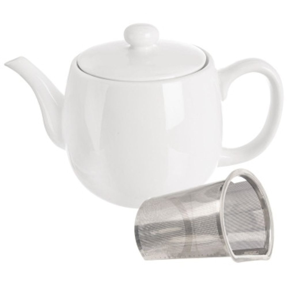 Levně konvice 1,0l s víčkem, sítko, bílý porcelán