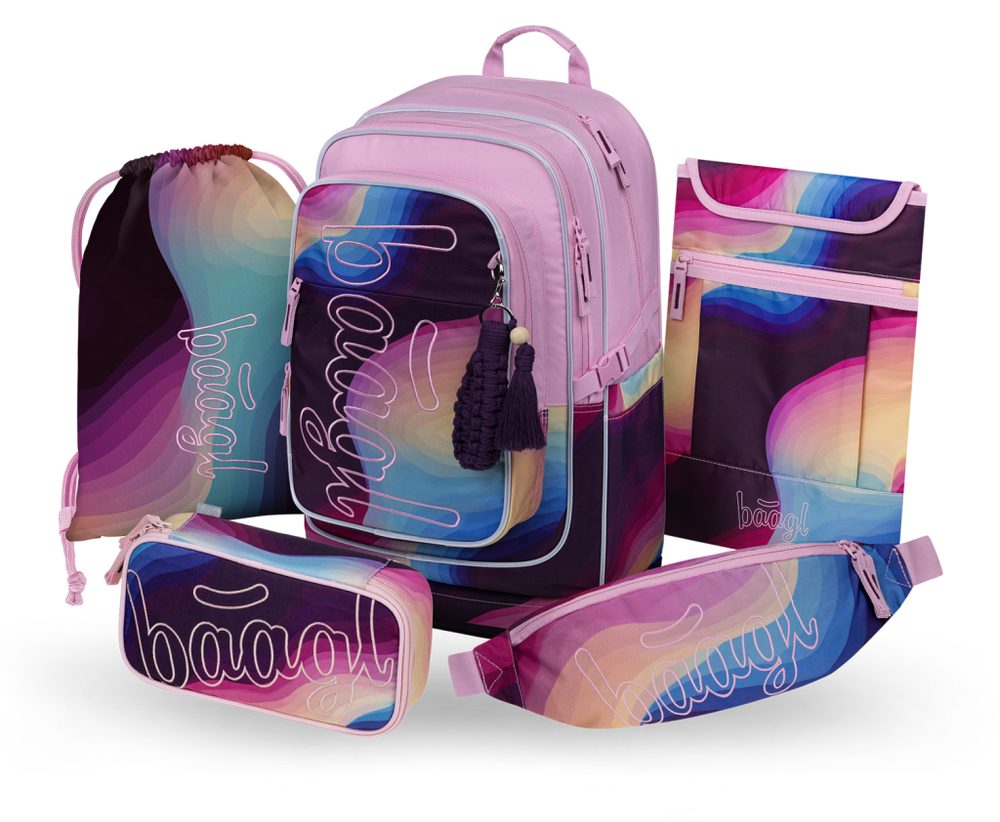 Levně BAAGL SET 5 Cubic Lyra: batoh, penál, sáček, ledvinka, obal na notebook GRS
