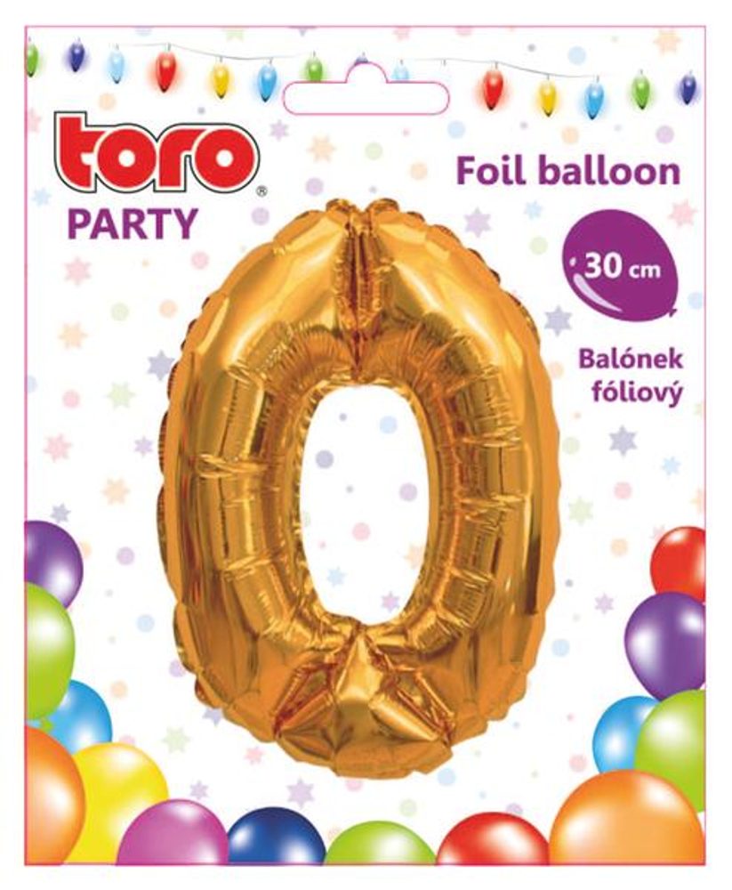 Levně TORO BALÓNEK ČÍSLICE 0, 30CM, MATNĚ ZLATÁ