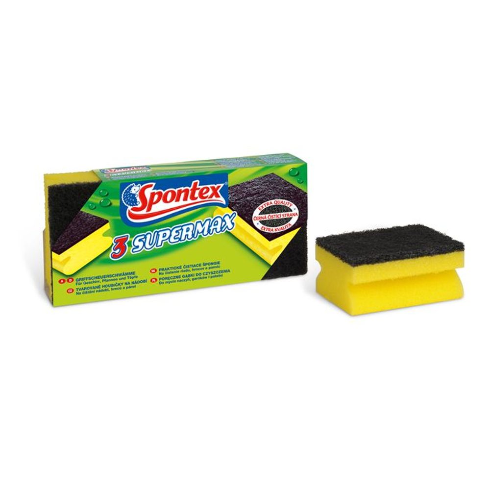 Levně houba 3ks SUPERMAX 9,5x7x4,5cm, tvar., kuch., SPONTEX