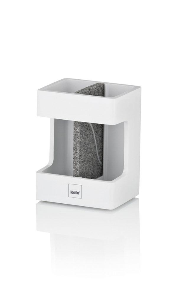 Levně KELA Držák na zubní kartáčky Cube polyresin bílá KL-23693