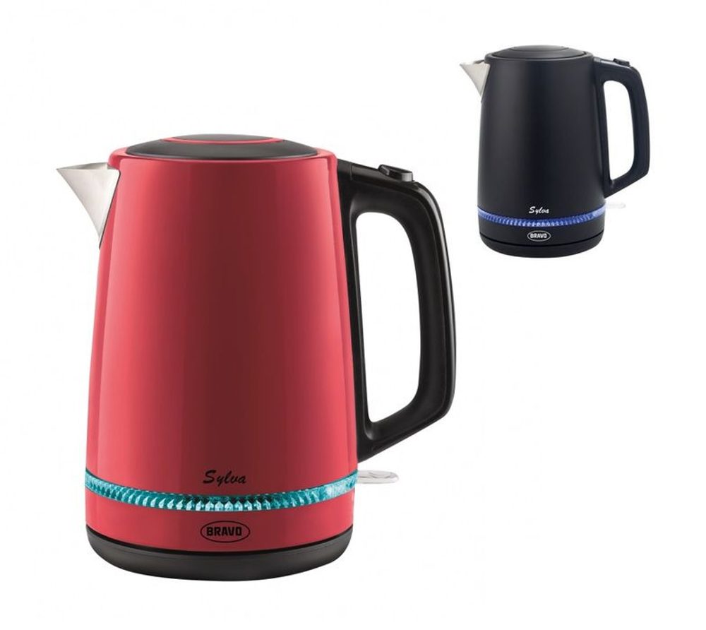Levně konvice var. 1,7l B-4900 SYLVA červená/černá, podsv.pásek