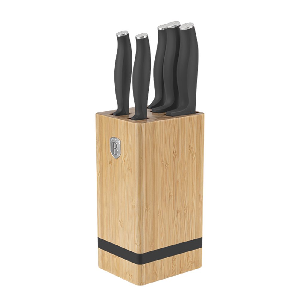 Levně BERLINGERHAUS Sada nožů se stojanem BAMBOO 6 ks Antracit Collection BH-2968