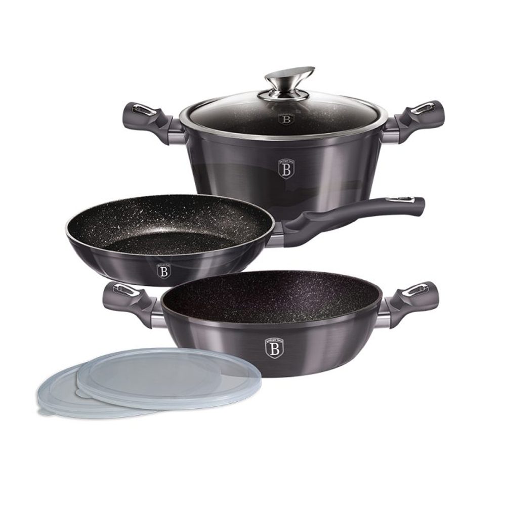 Levně BERLINGERHAUS Sada nádobí s mramorovým povrchem 6 ks Carbon PRO Line BH-6905